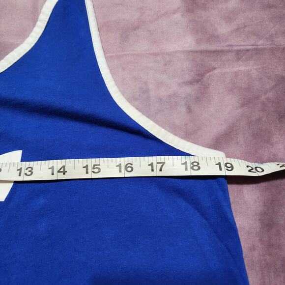 Adidas Originals women's size XL retro blue track tank top drawstring hem - Picture 6 of 8